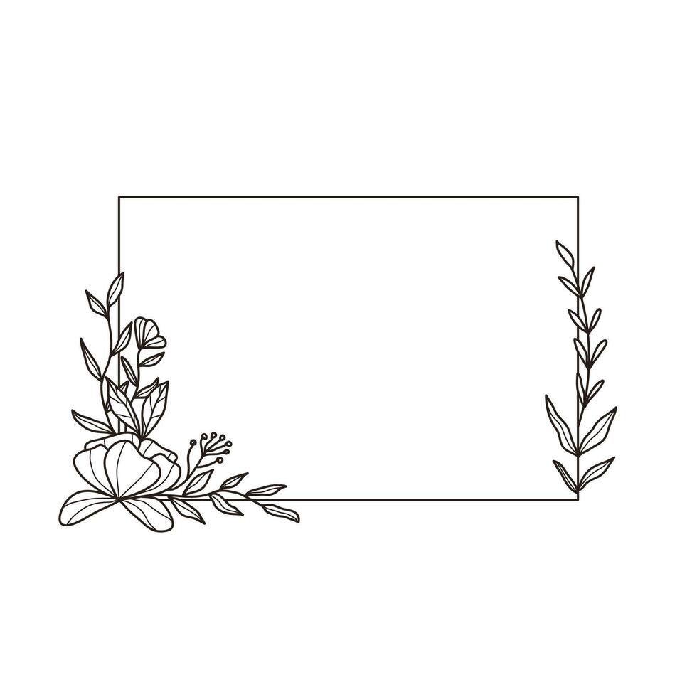 Square Frame with Floral Design rustic botanical decoration vector