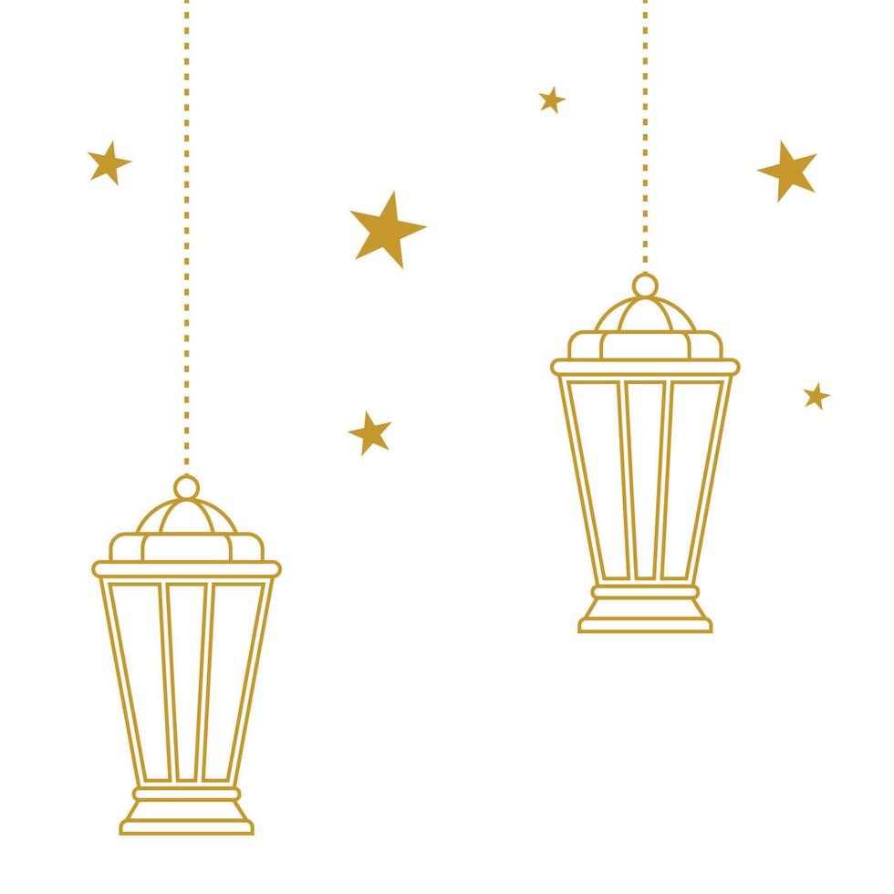 Hanging Lanterns with Stars Islamic Decorative Art vector