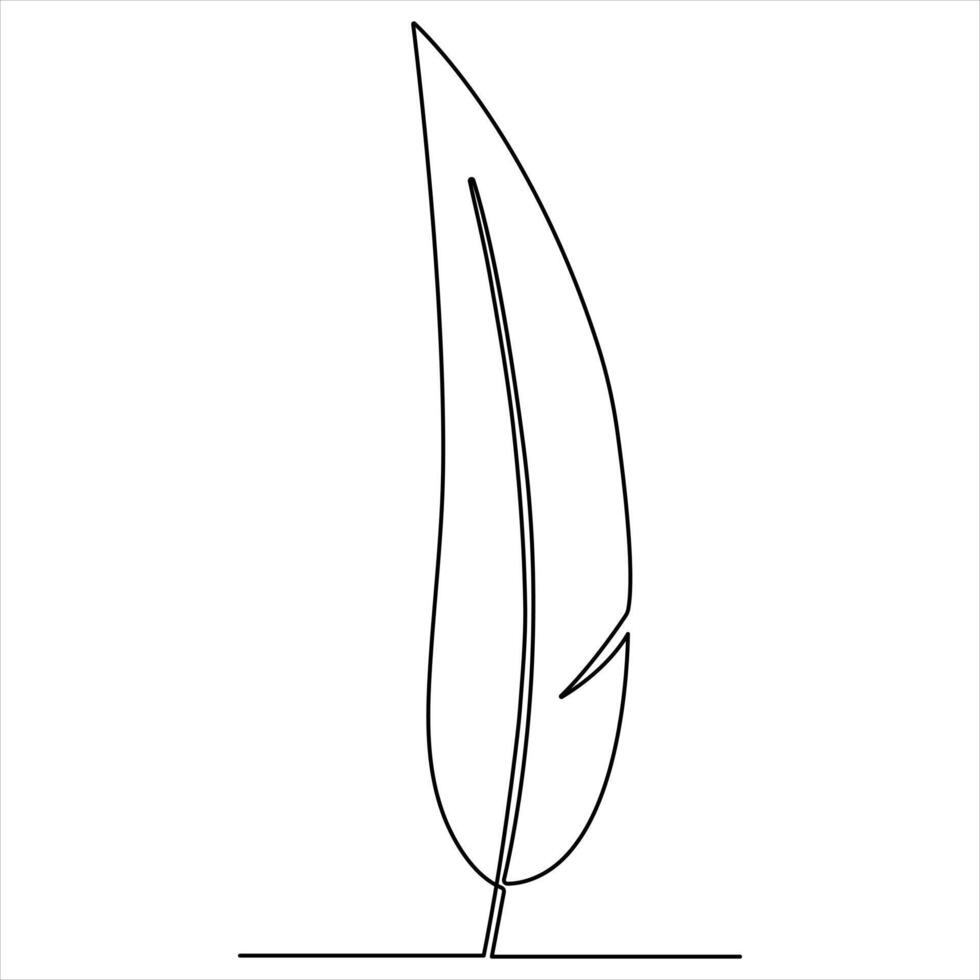 Continuous one line feather single line art illustration vector