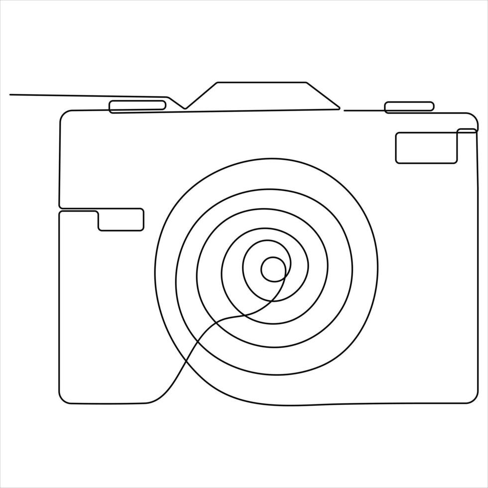 Camera single line continuous single line art drawing outline design illustration vector