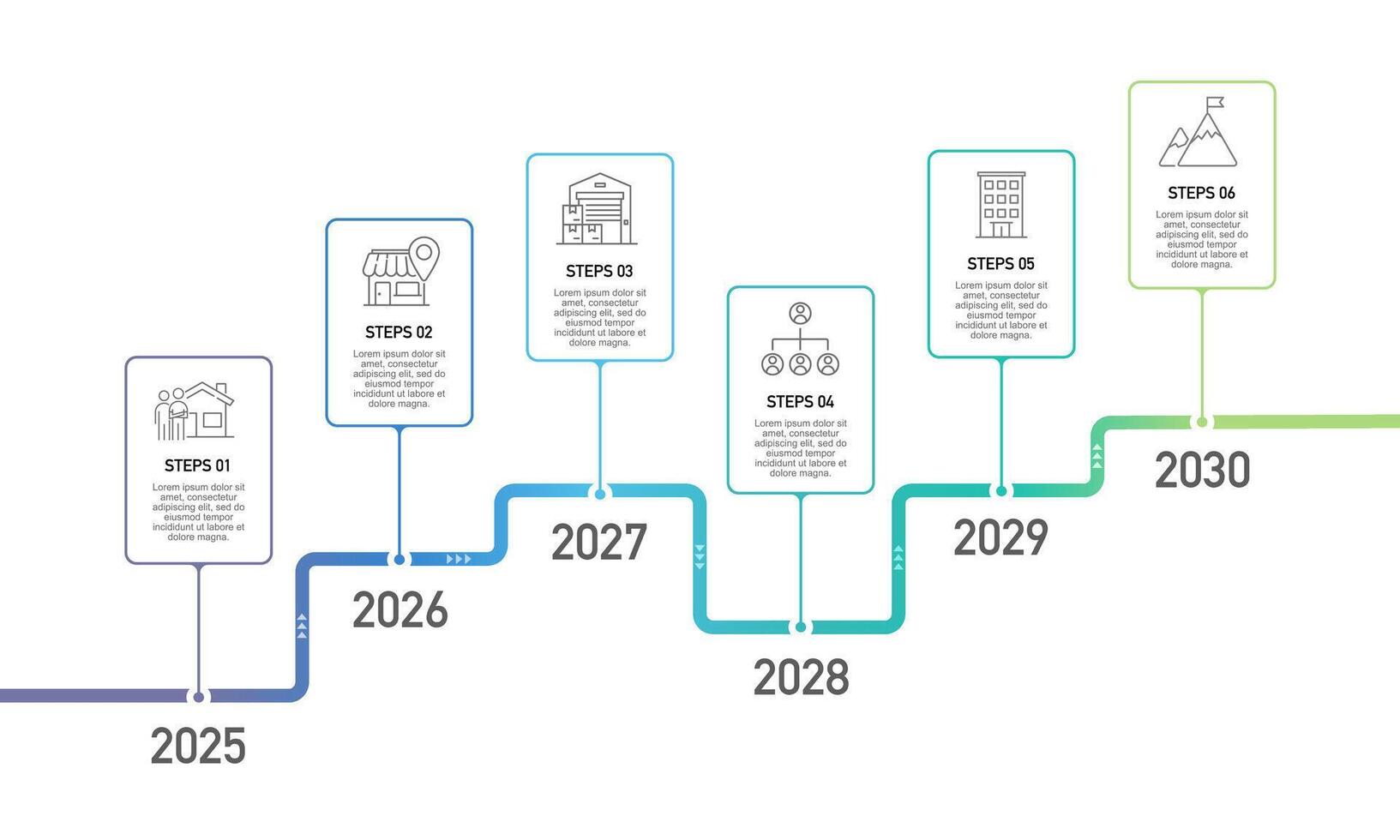 6th Anniversary timeline infographic template on the road to success. Business presentation, Poster, Banner and Strategy. vector