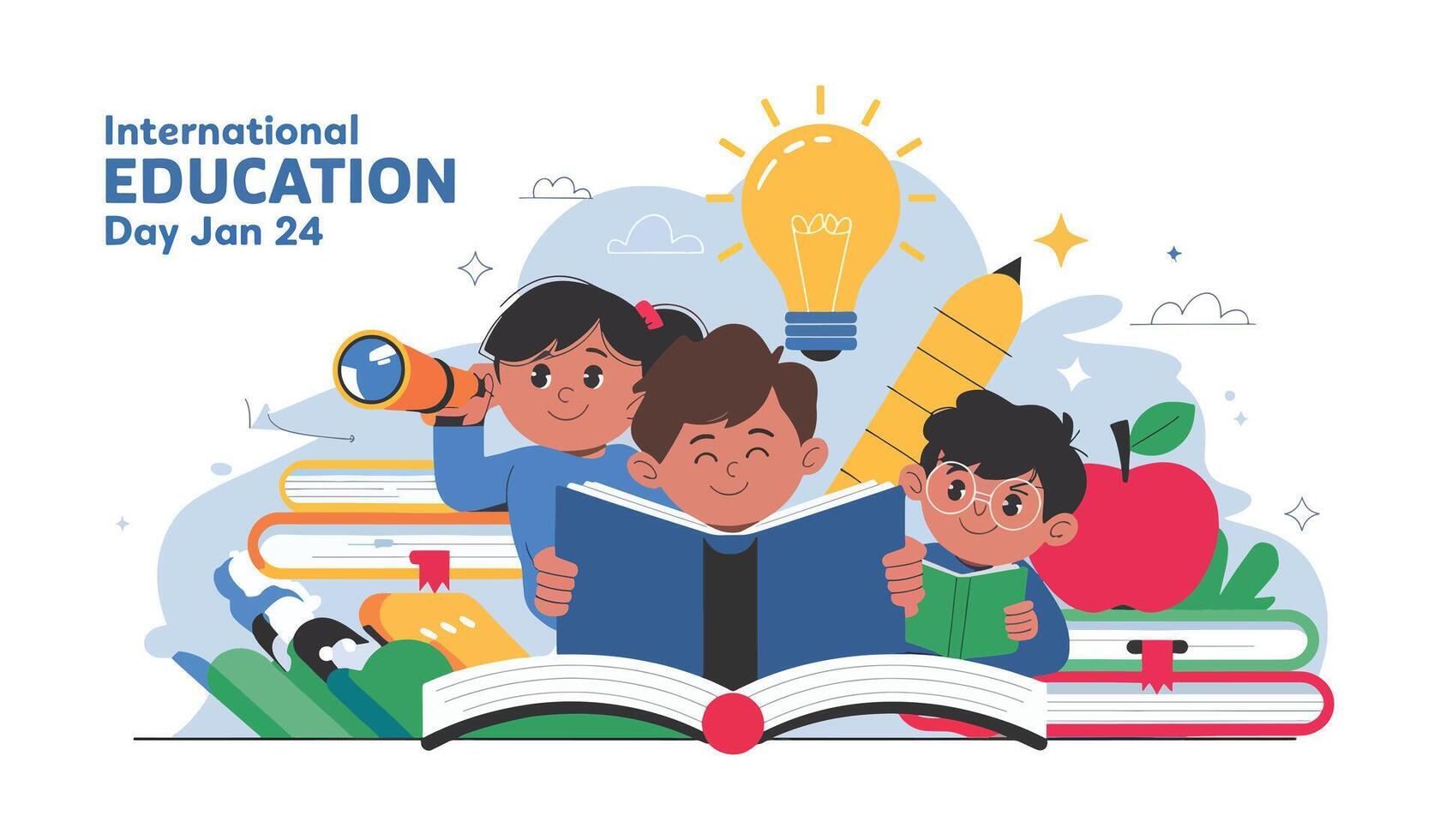 Together in Learning Celebrating International Education Day with a Colorful Illustration vector