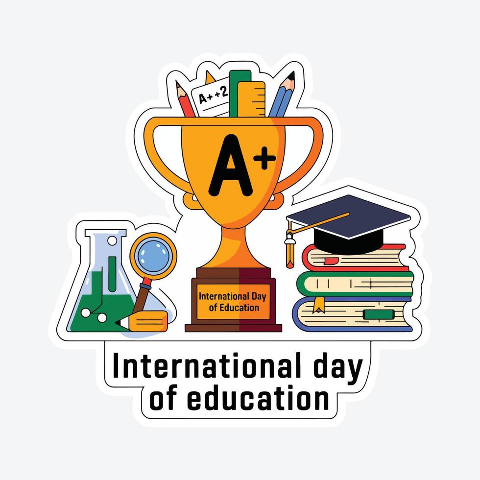 Celebrate Education A Vibrant Set of Stickers for International Day of Education vector