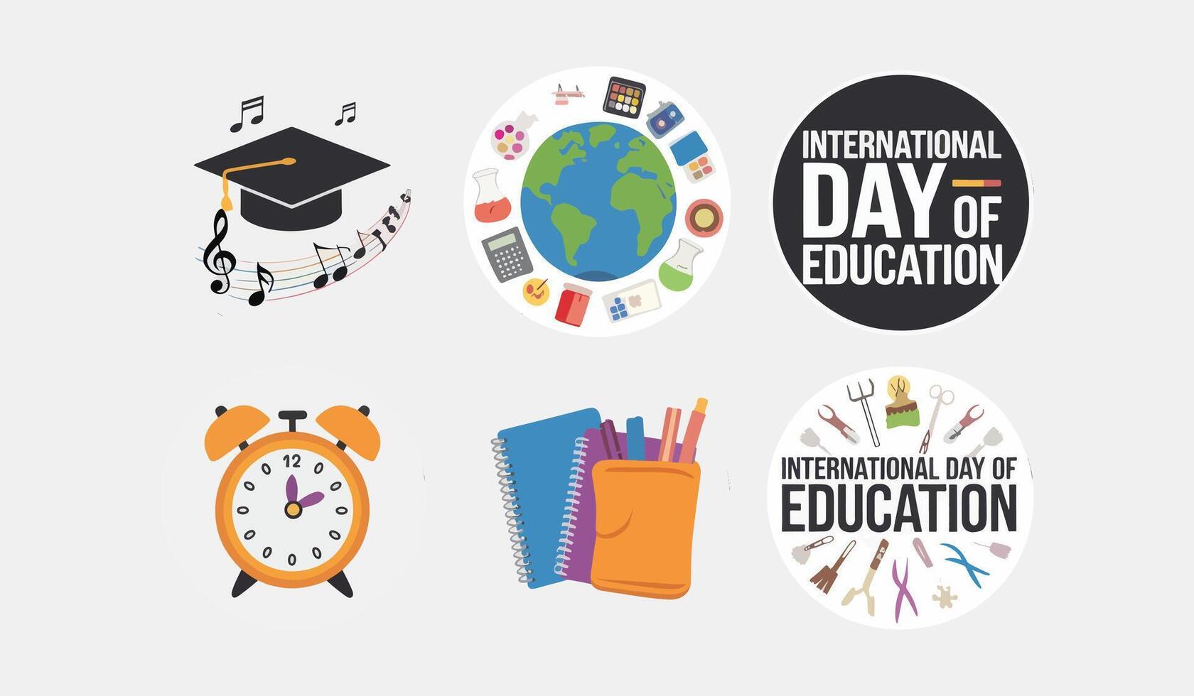 Enchanting Education Stickers Celebrating the International Day of Education vector