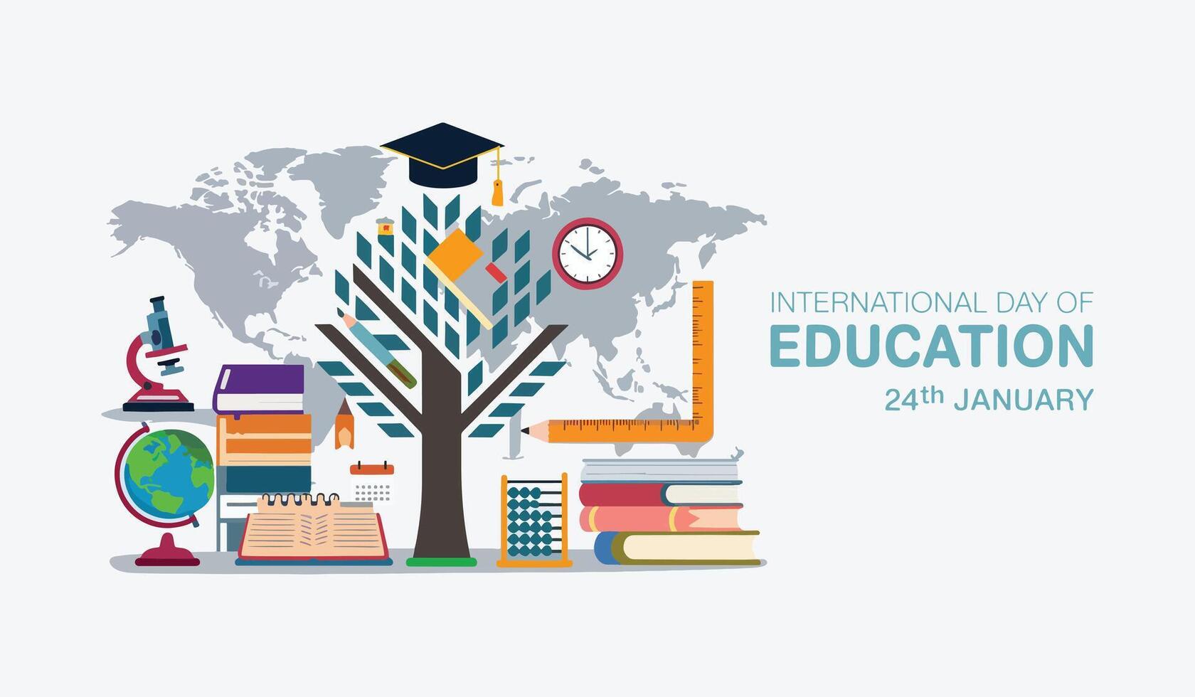 Growing Knowledge Celebrating the International Day of Education on January 24 with a Global Illustration vector