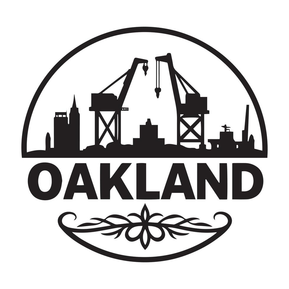 Port of Oakland Cranes with Oakland Skyline vector