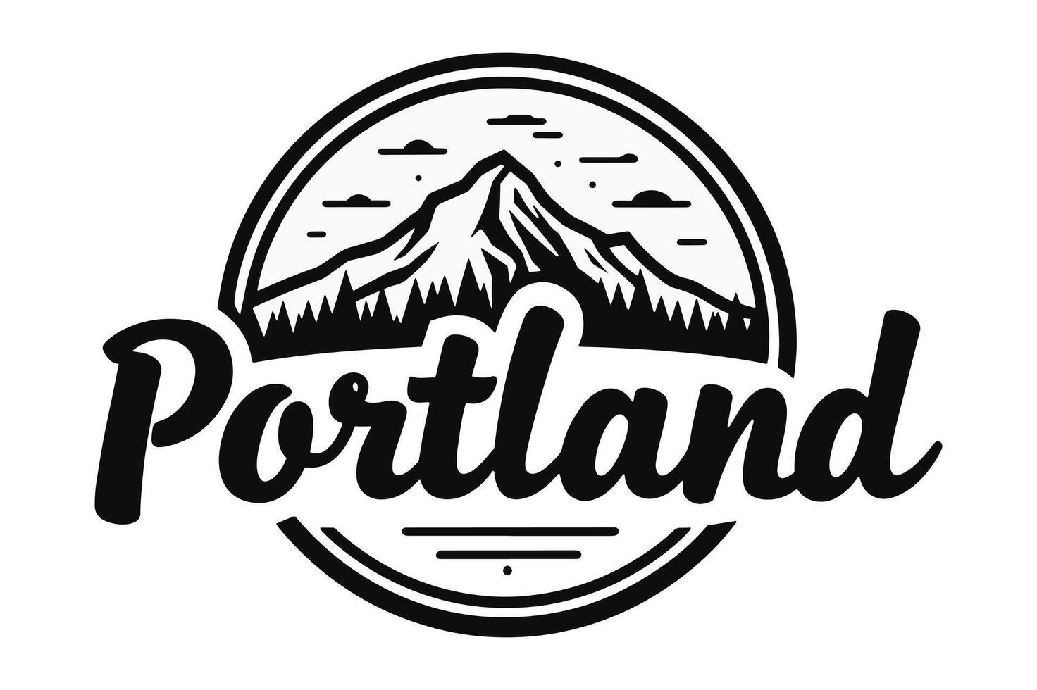 Mount Hood Towering Over Portland Skyline vector