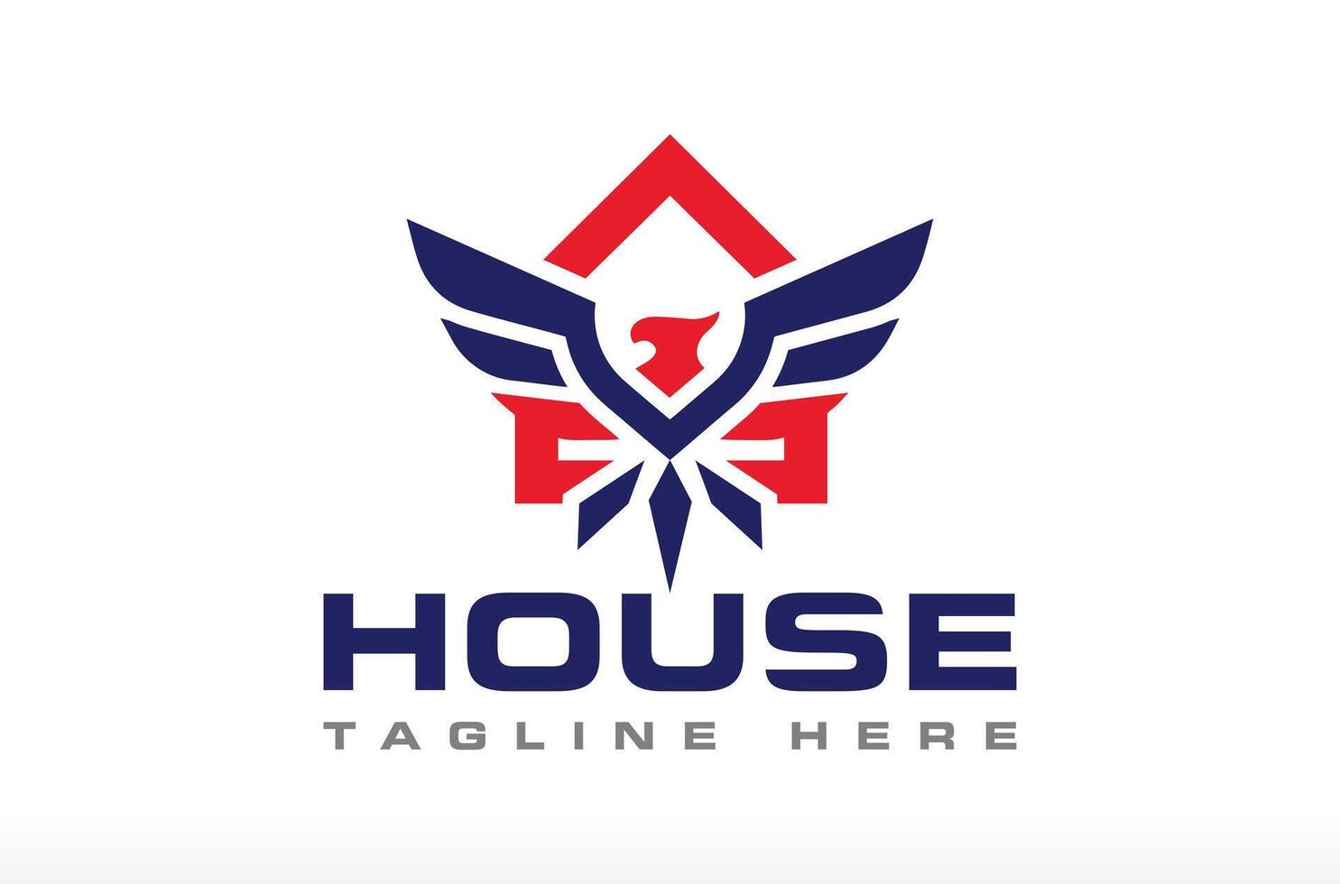 Eagle House Logo Phoenix House Logo Real Estate Logo Design Patriotic House Logo Design Icon Symbol Silhouette Illustration brand identity marketing agency property business company vector