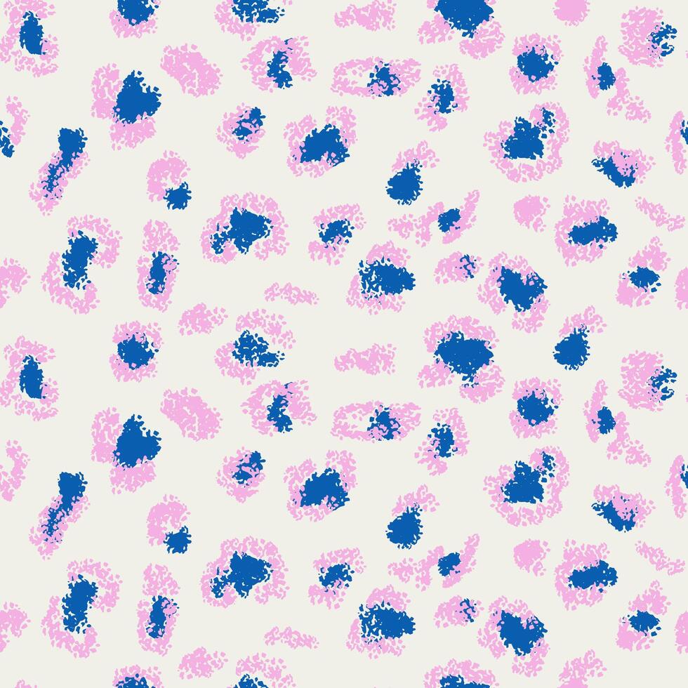 Playful seamless leopard-inspired pattern pink and blue tones on a light background. designs for fashion, home decor, or creative projects. A bold, colorful twist on a classic animal print vector
