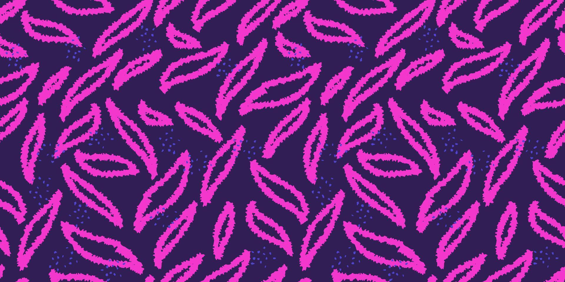 Vivid seamless abstract pattern featuring hand drawn elongated organic shapes. Plain contemporary print. Minimalist designs for textile design, wrapping paper, and modern projects vector