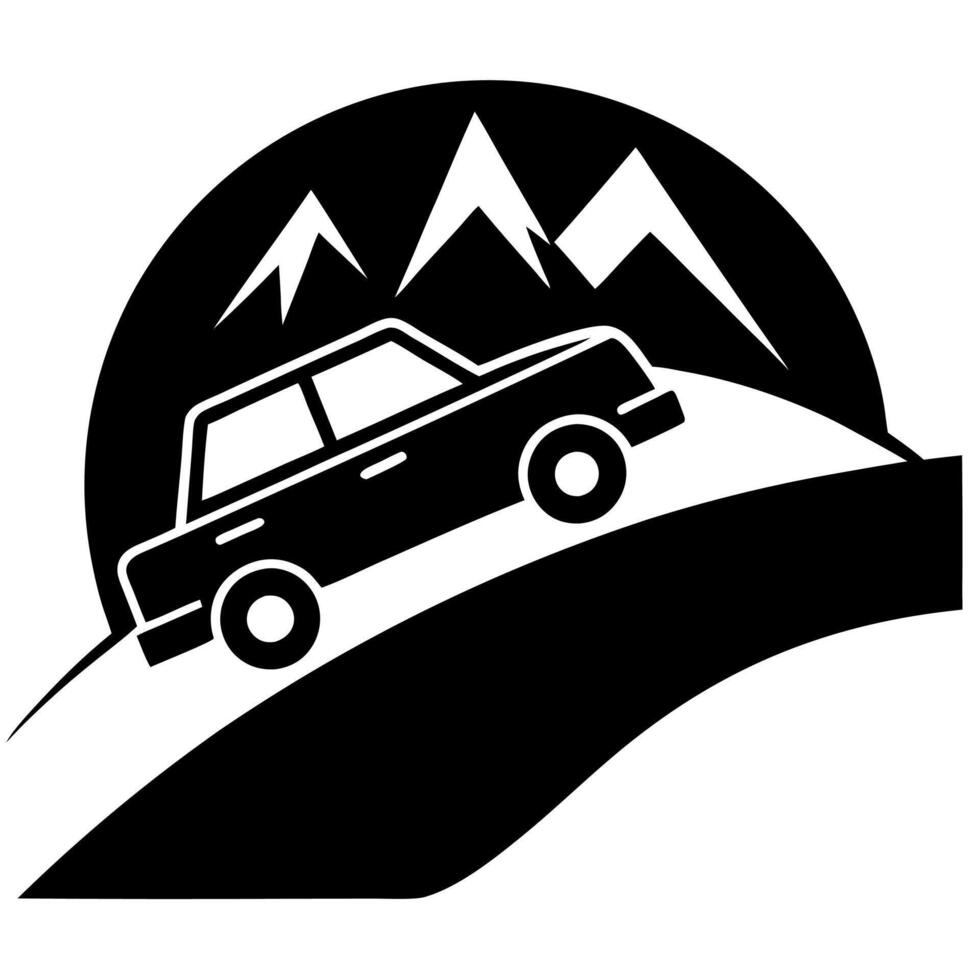 Free Car in Mountain Icon Illustration vector