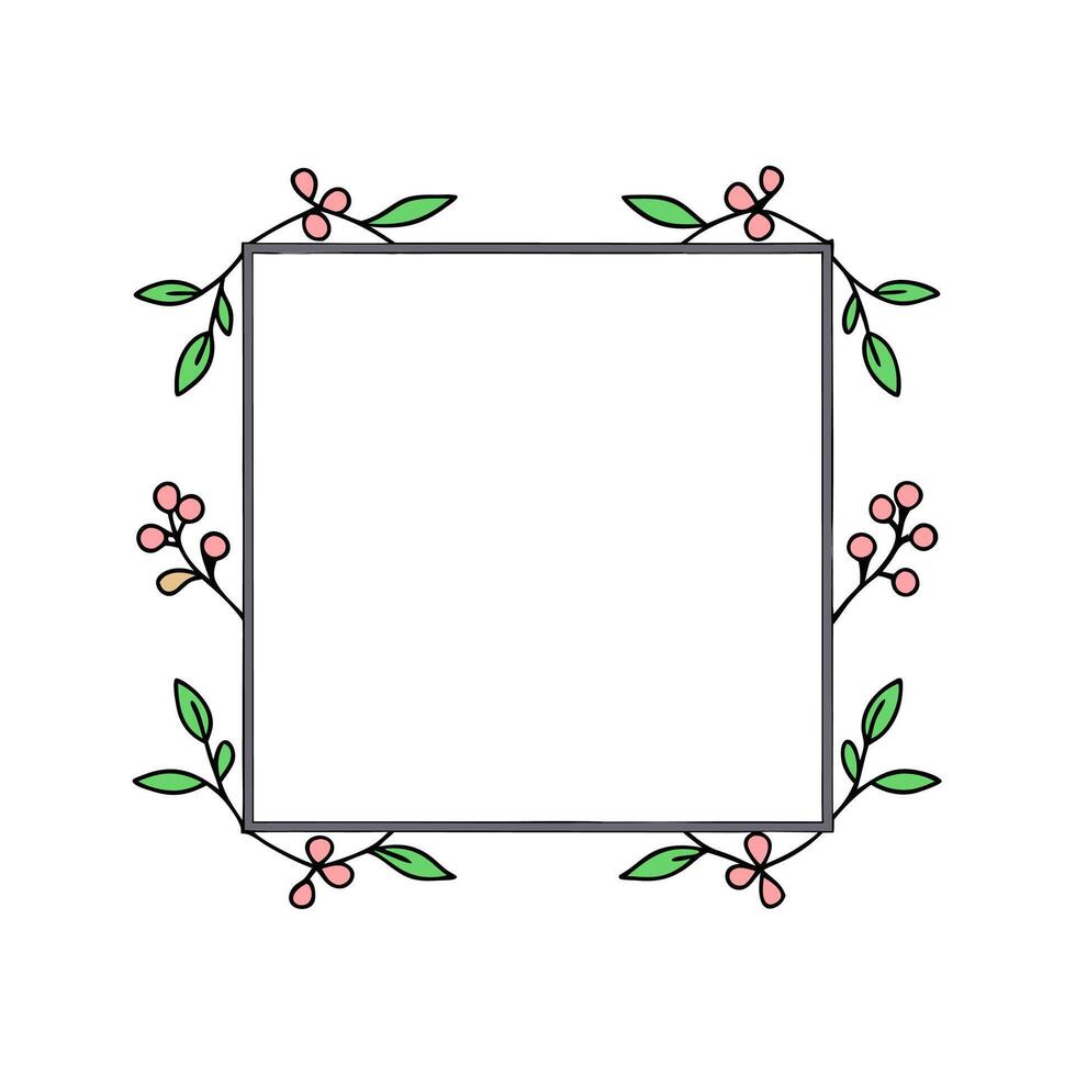 Beautiful flower photo frame in detailed art. vector