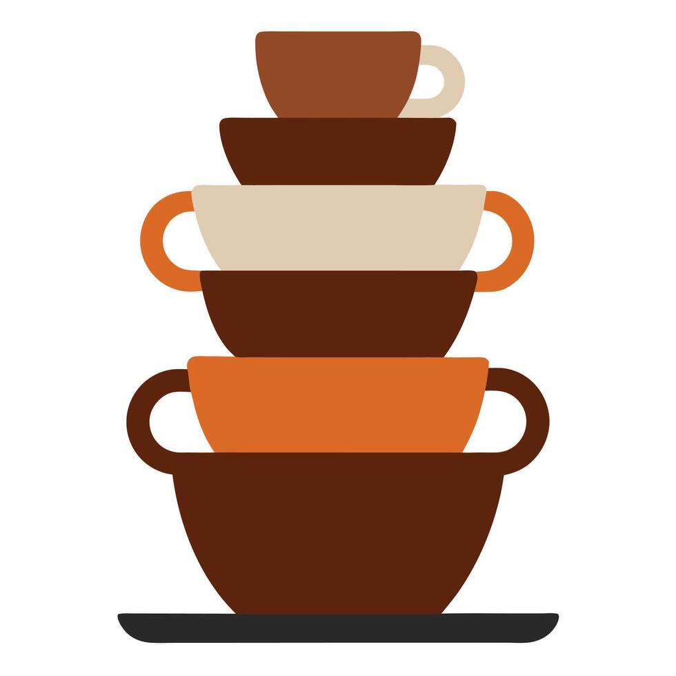 Simple and stylish coffee cup stack illustration for decor. vector