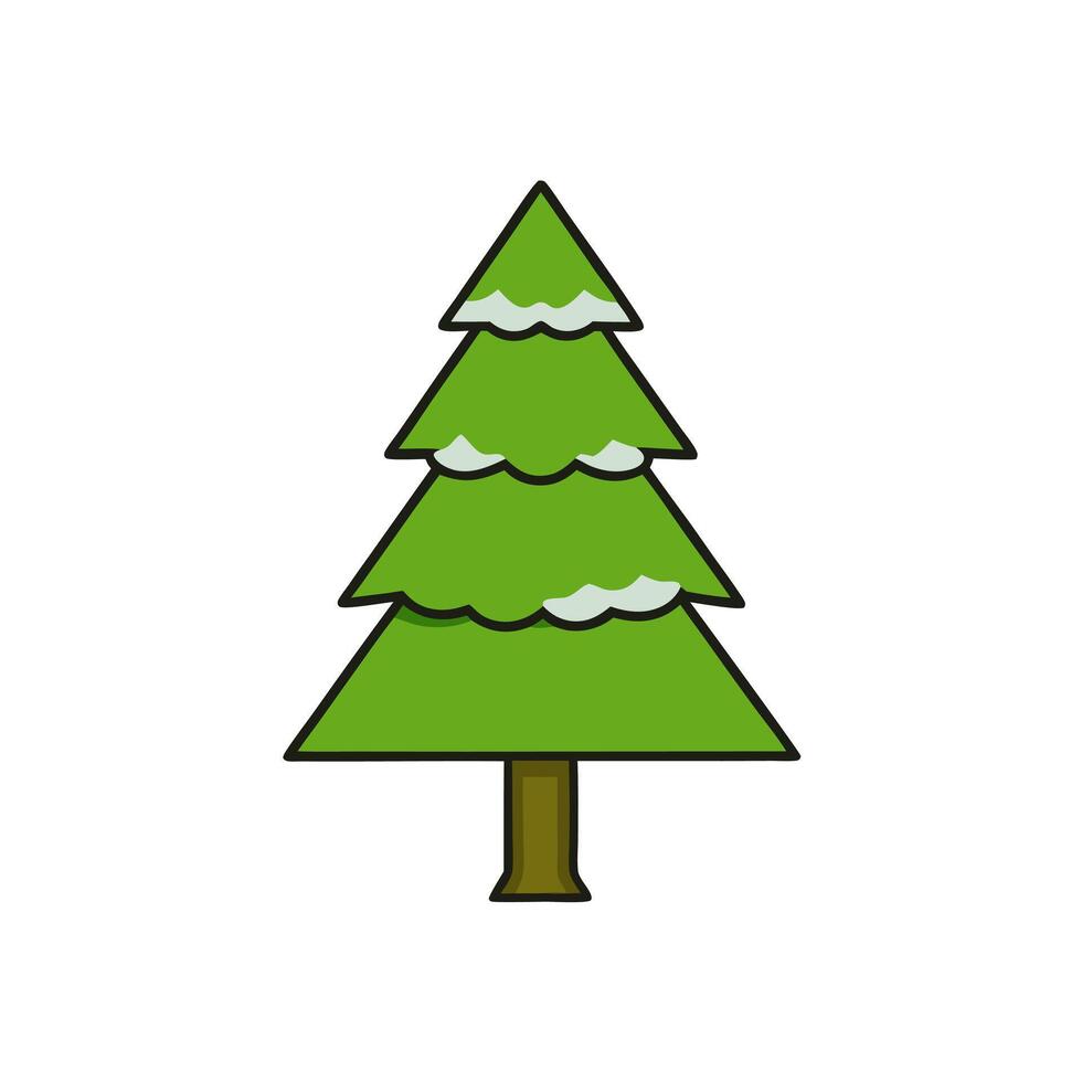 Green evergreen tree illustration for digital art projects. vector
