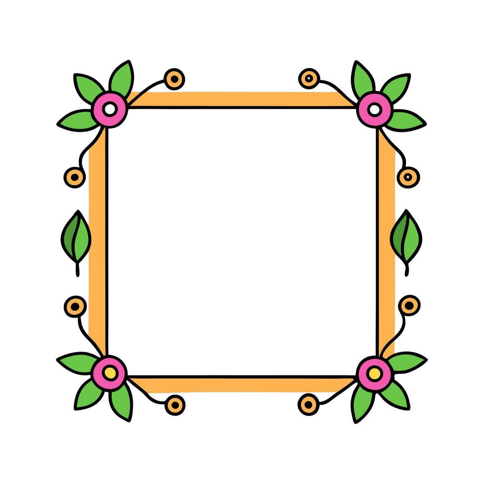 Create with this floral illustration photo frame . vector