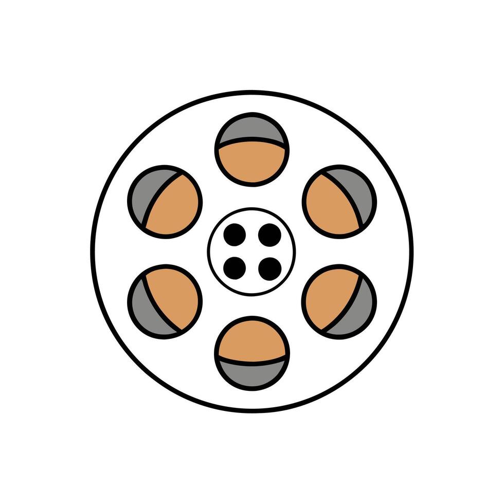 Retro film reel illustration with vintage frame. vector