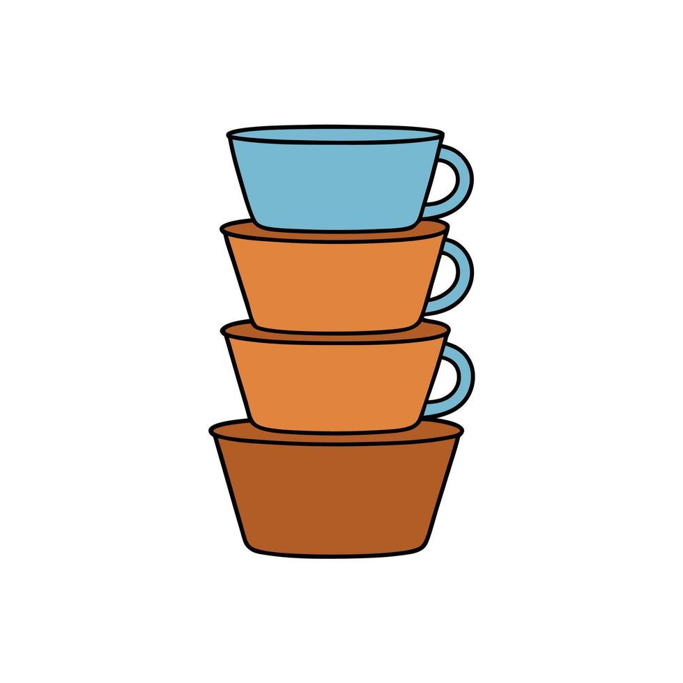 Minimalist illustration of coffee cup stack for kitchens. vector