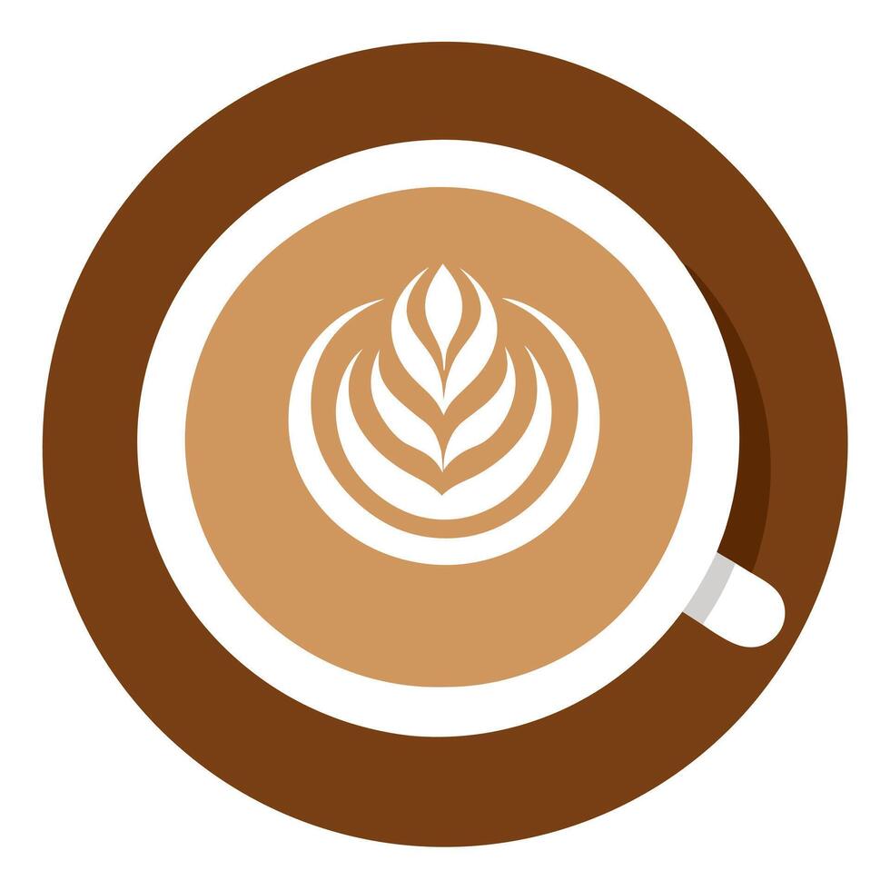 Top down view of a coffee cup with steaming drink. vector