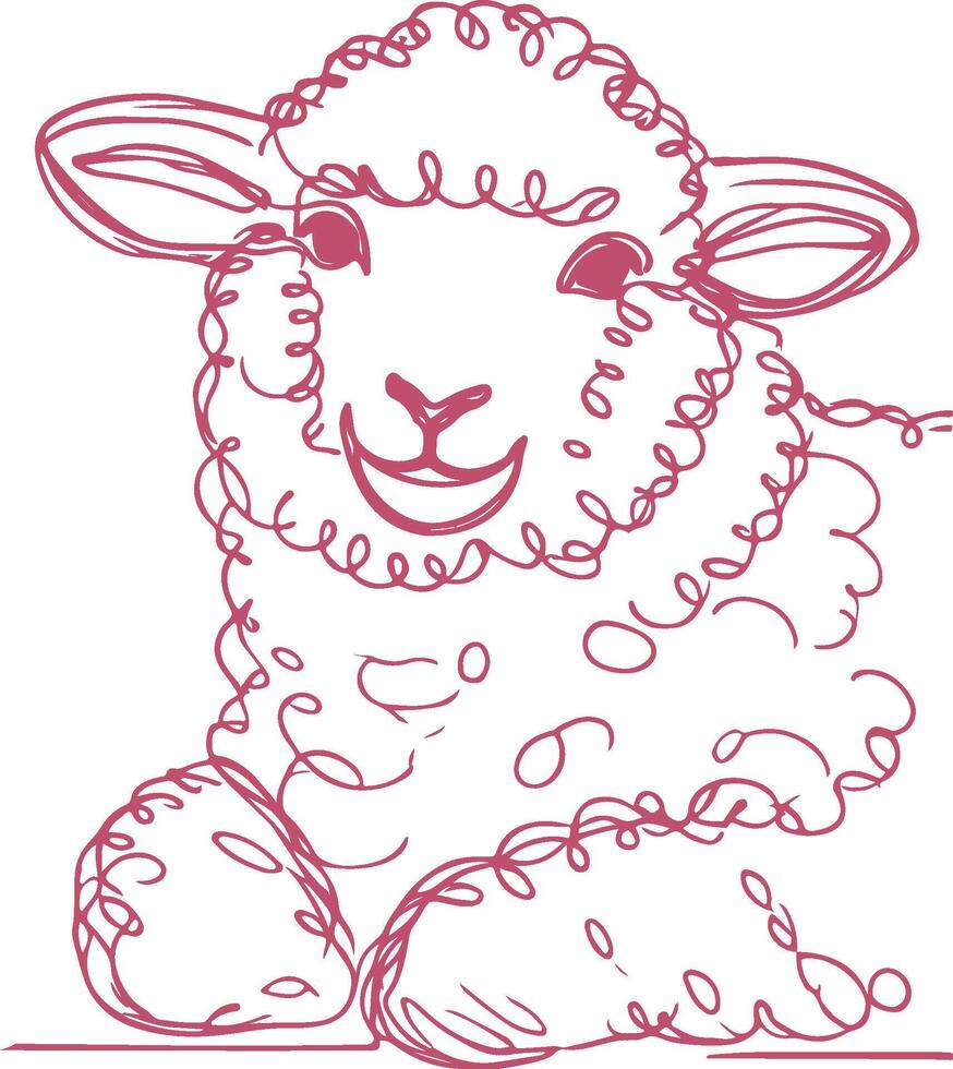 Elegant Sheep Line Art Drawing Hand Drawn Rustic Farm Animal Design for Digital and Print vector