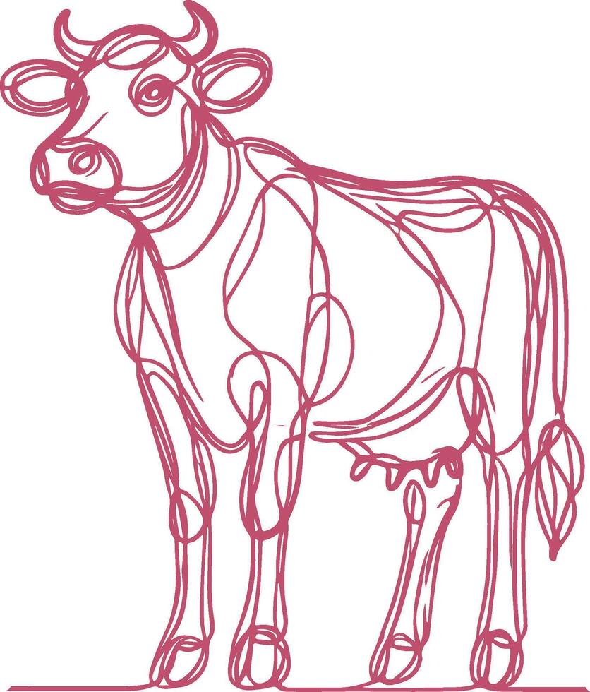Hand Drawn Cow Line Art Illustration Simple Farm Animal Design for Prints and Digital Use vector
