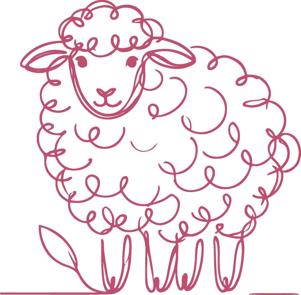 Minimal Sheep Line Art Illustration Simple Hand Drawn Farm Animal Design for Prints and Merchandise vector