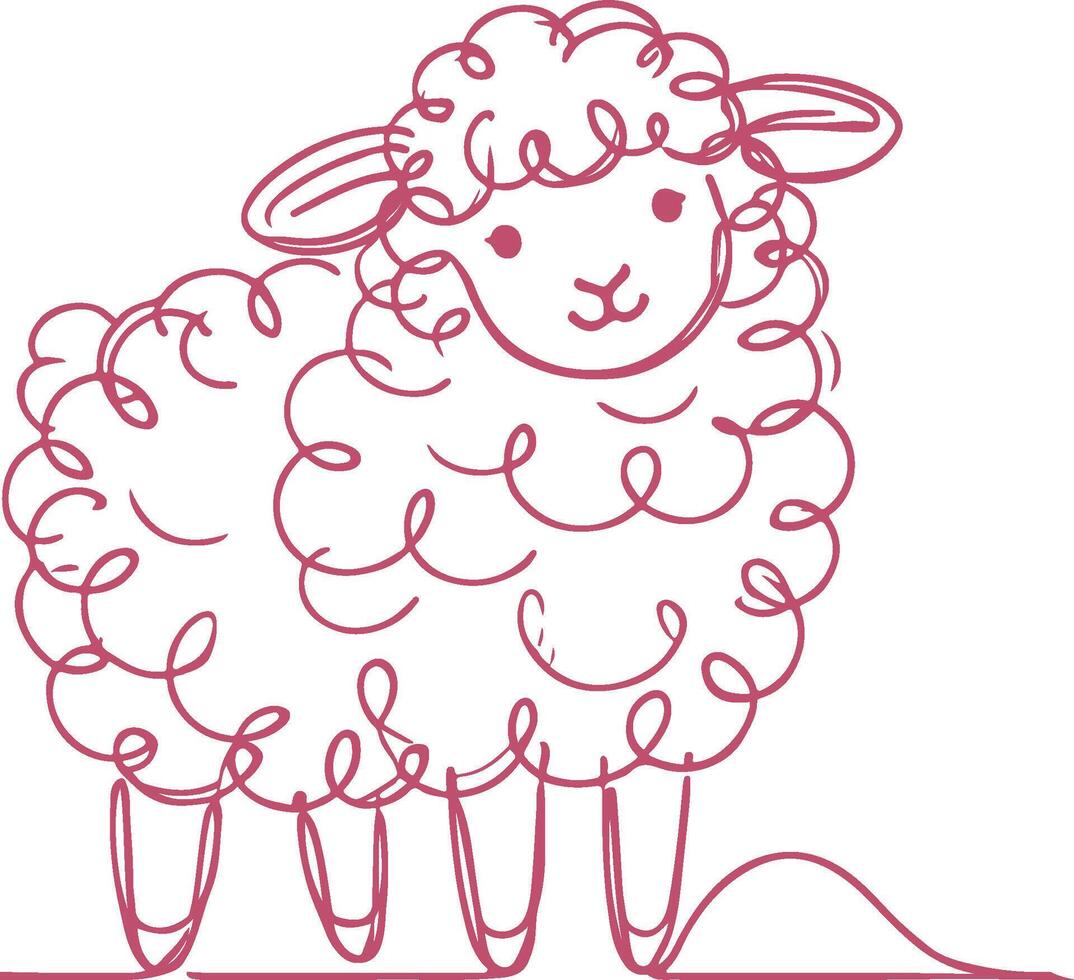 Hand Drawn Sheep Line Art Illustration Simple Farm Animal Design for Prints and Digital Use vector