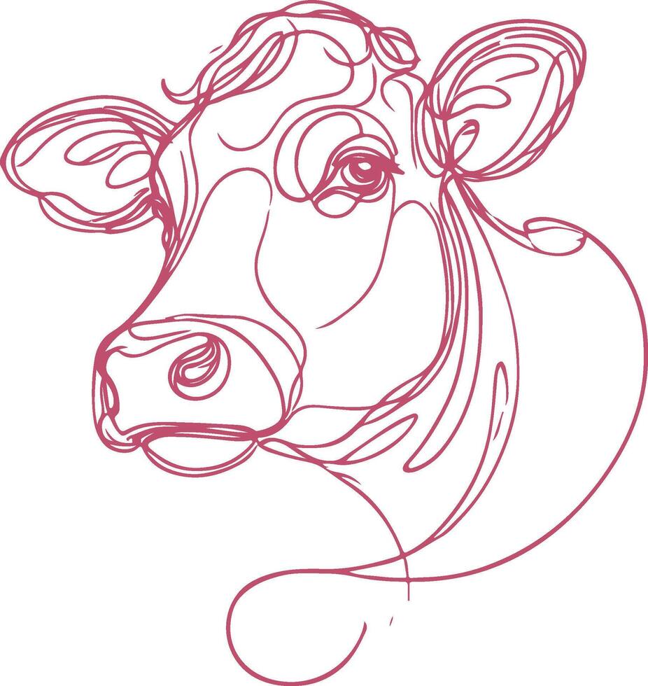 Elegant Cattle Line Art Illustration Hand Drawn Minimal Farm Animal Sketch for Prints and Digital Products vector