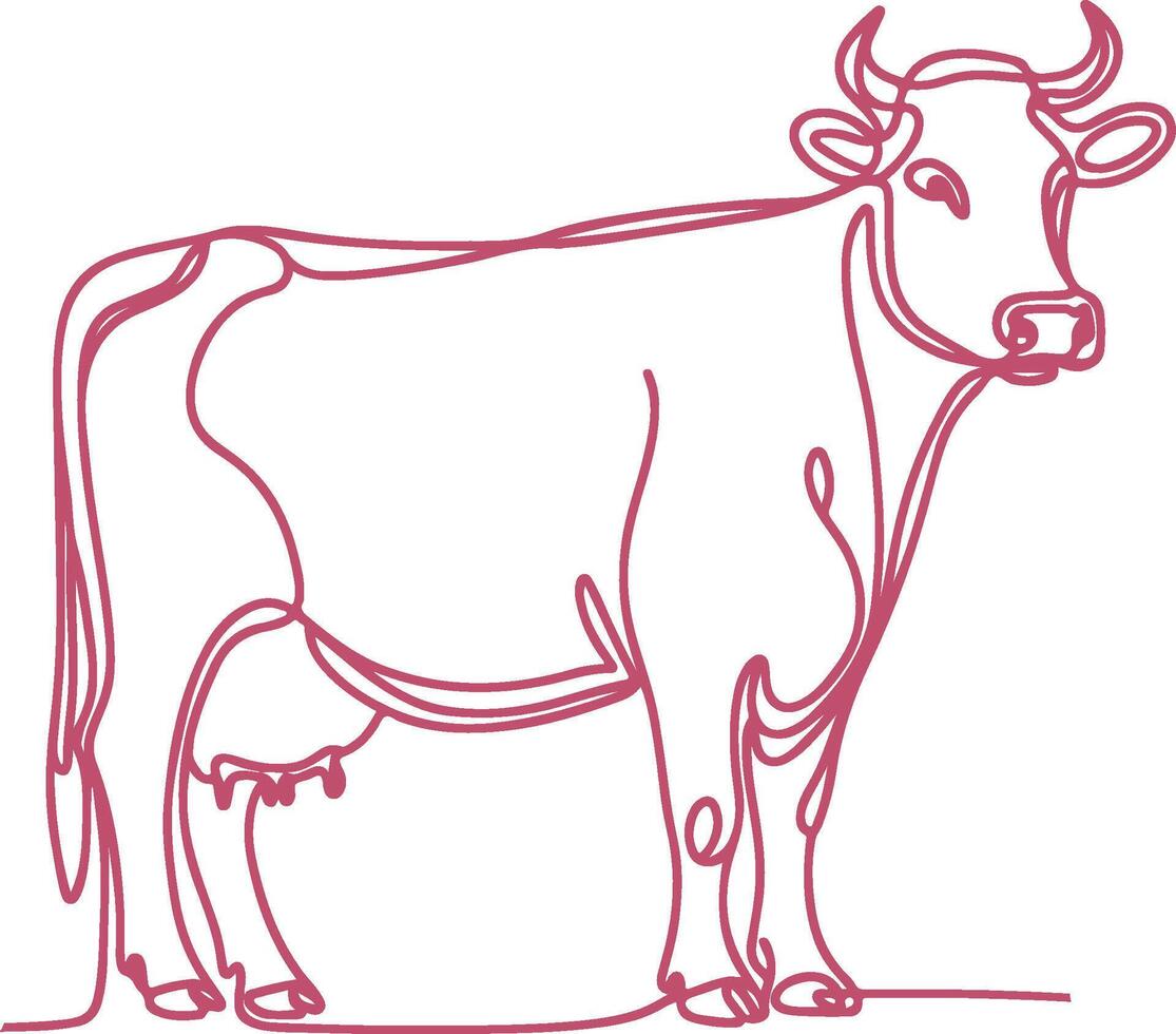 Detailed Line Art Cow Illustration Elegant Hand Drawn Farm Animal Design for Prints Merchandise and Digital Products vector
