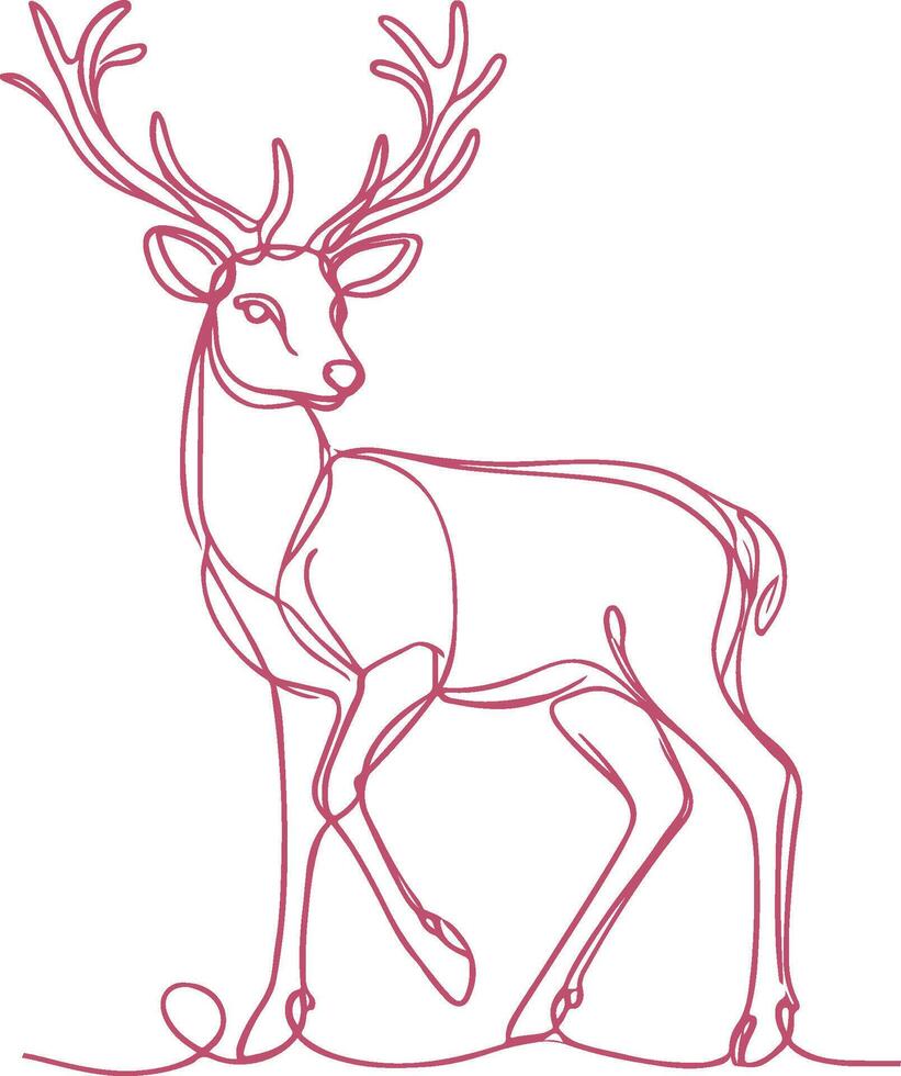 Elegant Minimalist Line Art Deer Illustration - Modern One-Line Design for Wildlife and Nature Inspired Wall Art vector