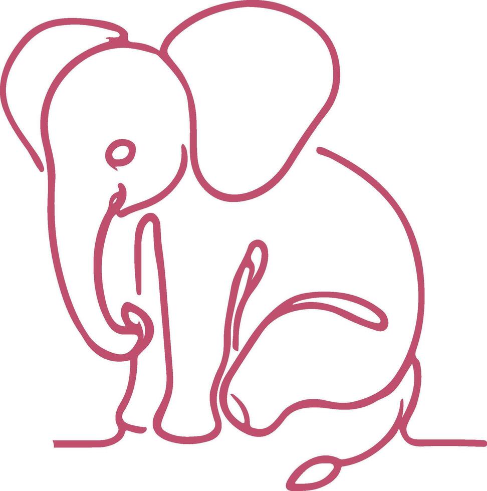 Minimalistic Elephant Line Art Drawing Elegant Hand Drawn Wildlife Design for Digital and Print vector