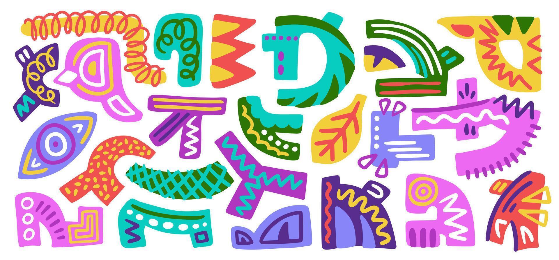 Hand drawn abstract doodle illustration. Sketchy Element Urban Color Shape vector