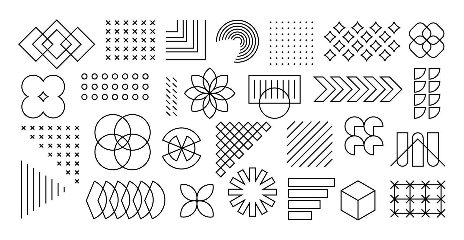 Memphis Shape line ornament object geometric shapes set vector