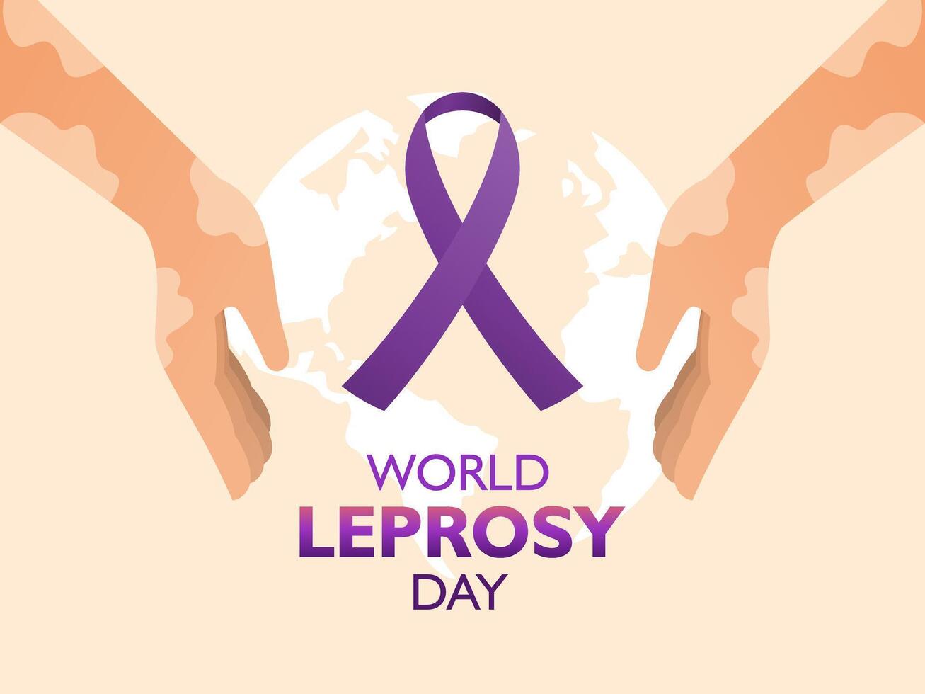 World Leprosy Day Illustration. Healthcare leprosy hand with purple ribbon. Awareness concept design vector