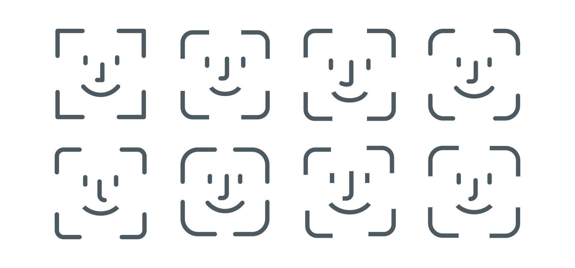 Face ID biometric icon design set. . face recognition password security symbol illustration vector