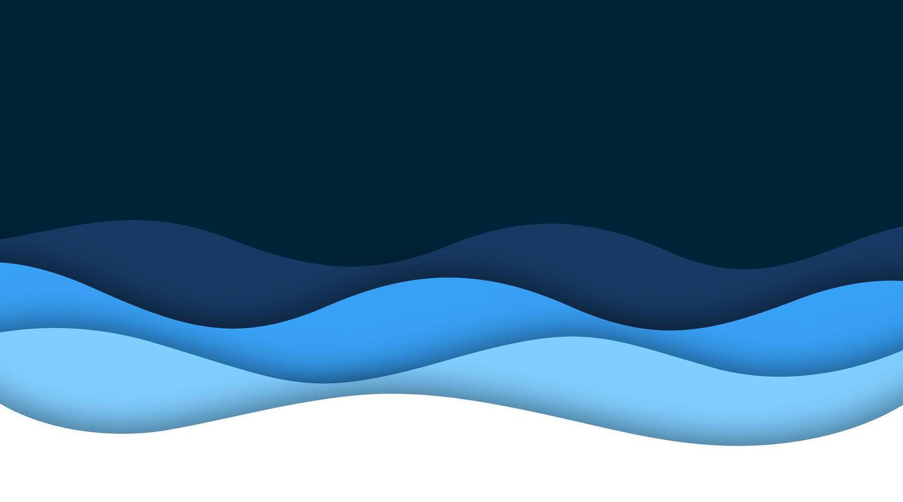 Blue sea wave papercut style background vector
