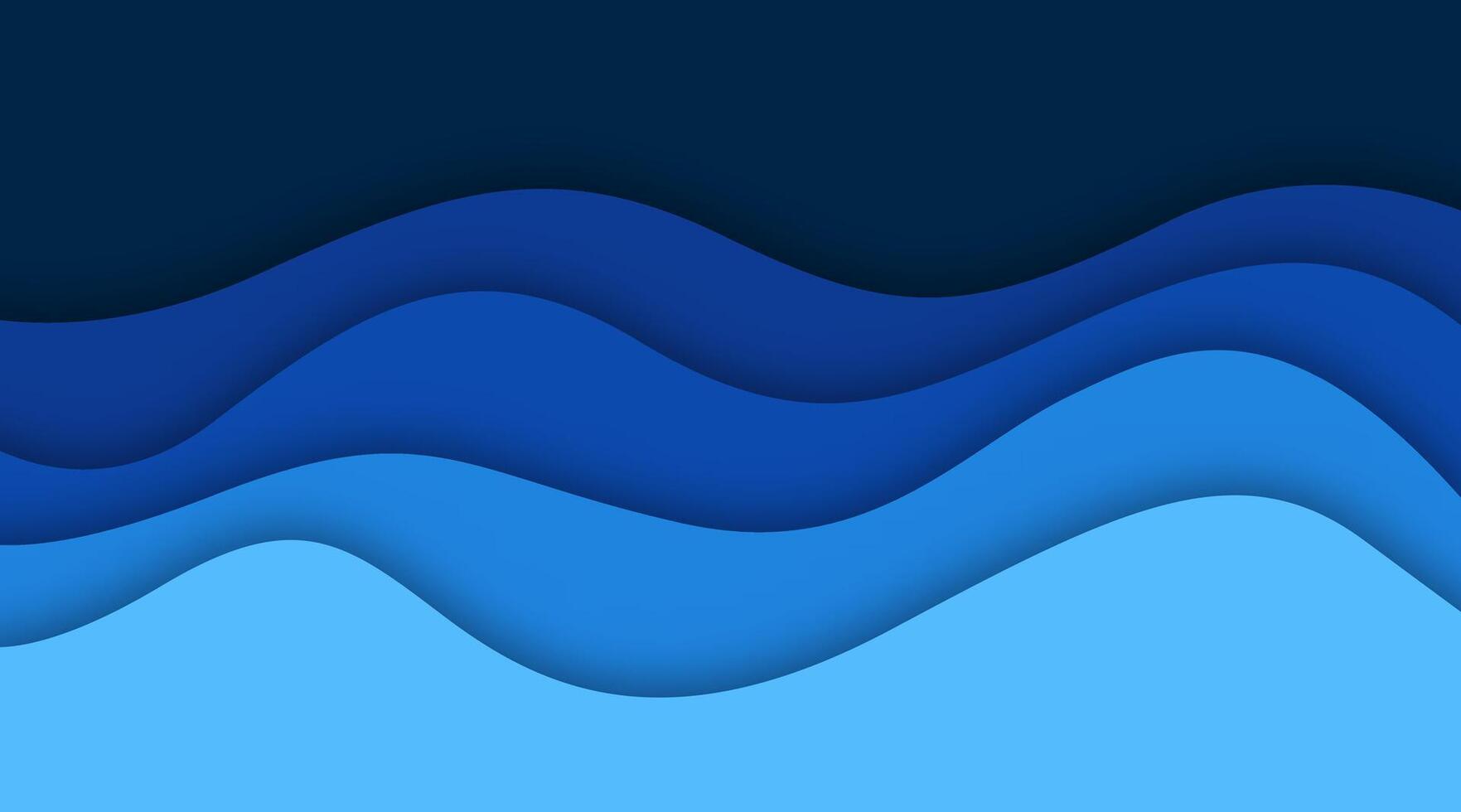 Blue sea wave papercut style background. design vector