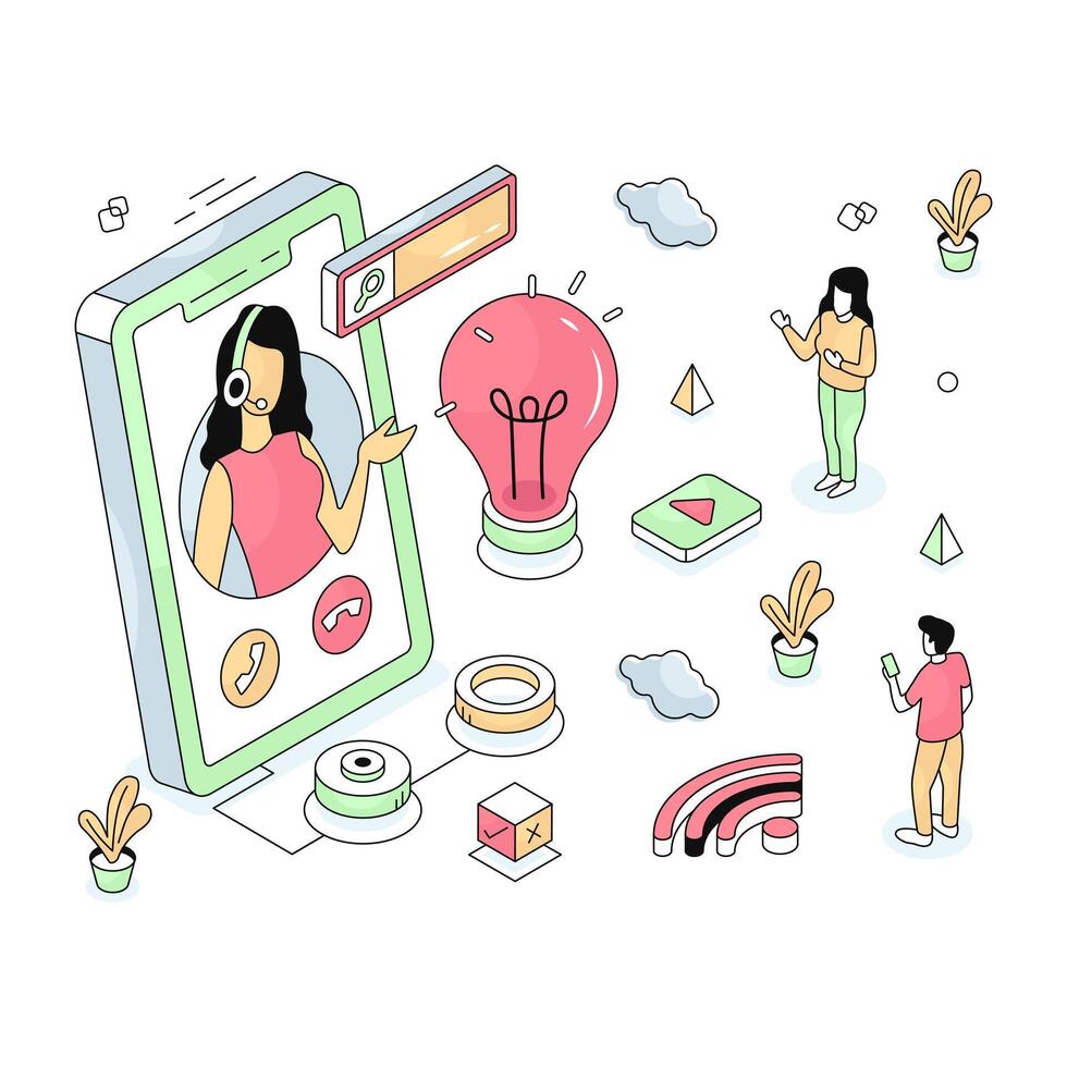 A colored design illustration of mobile csr vector