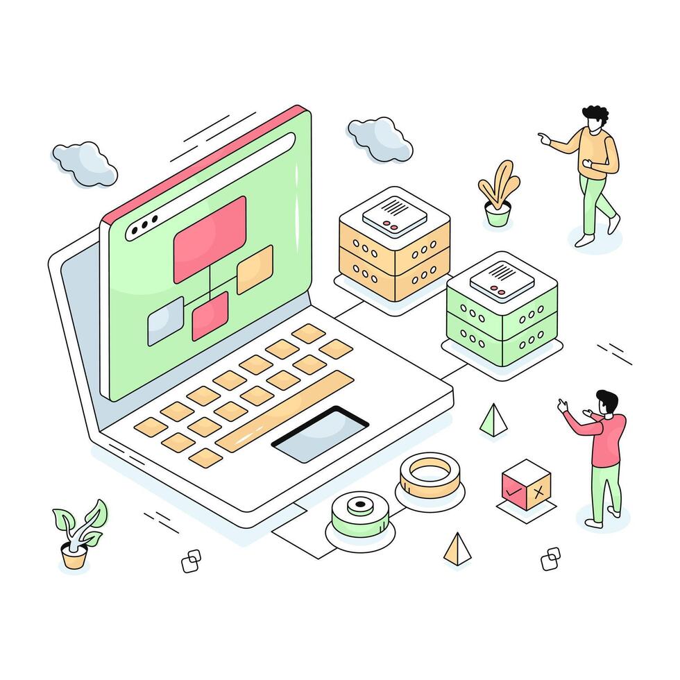 Conceptual isometric design illustration of hierarchy vector