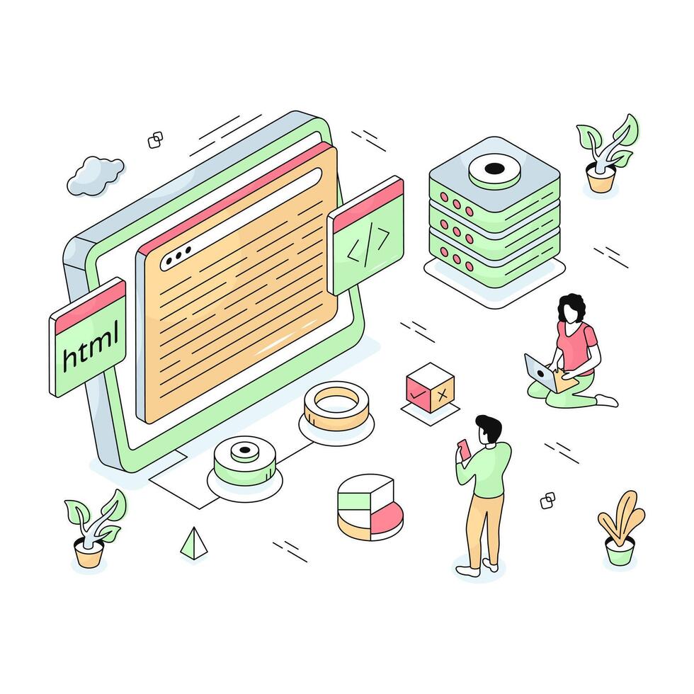 Unique design illustration of web coding vector