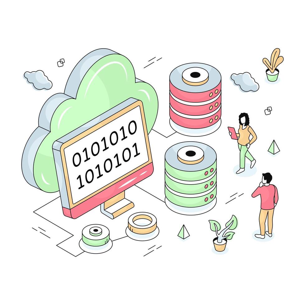 An illustration design of cloud binary code vector