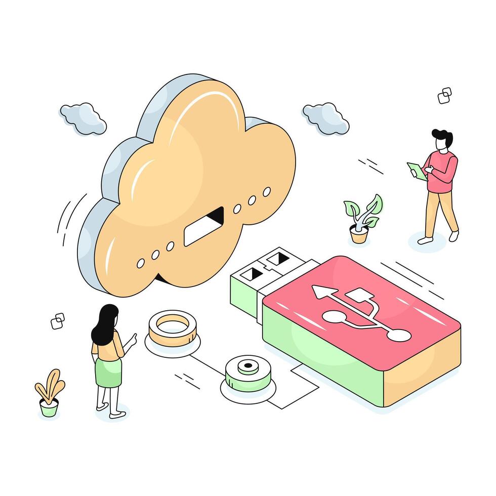 Premium download illustration of cloud usb vector