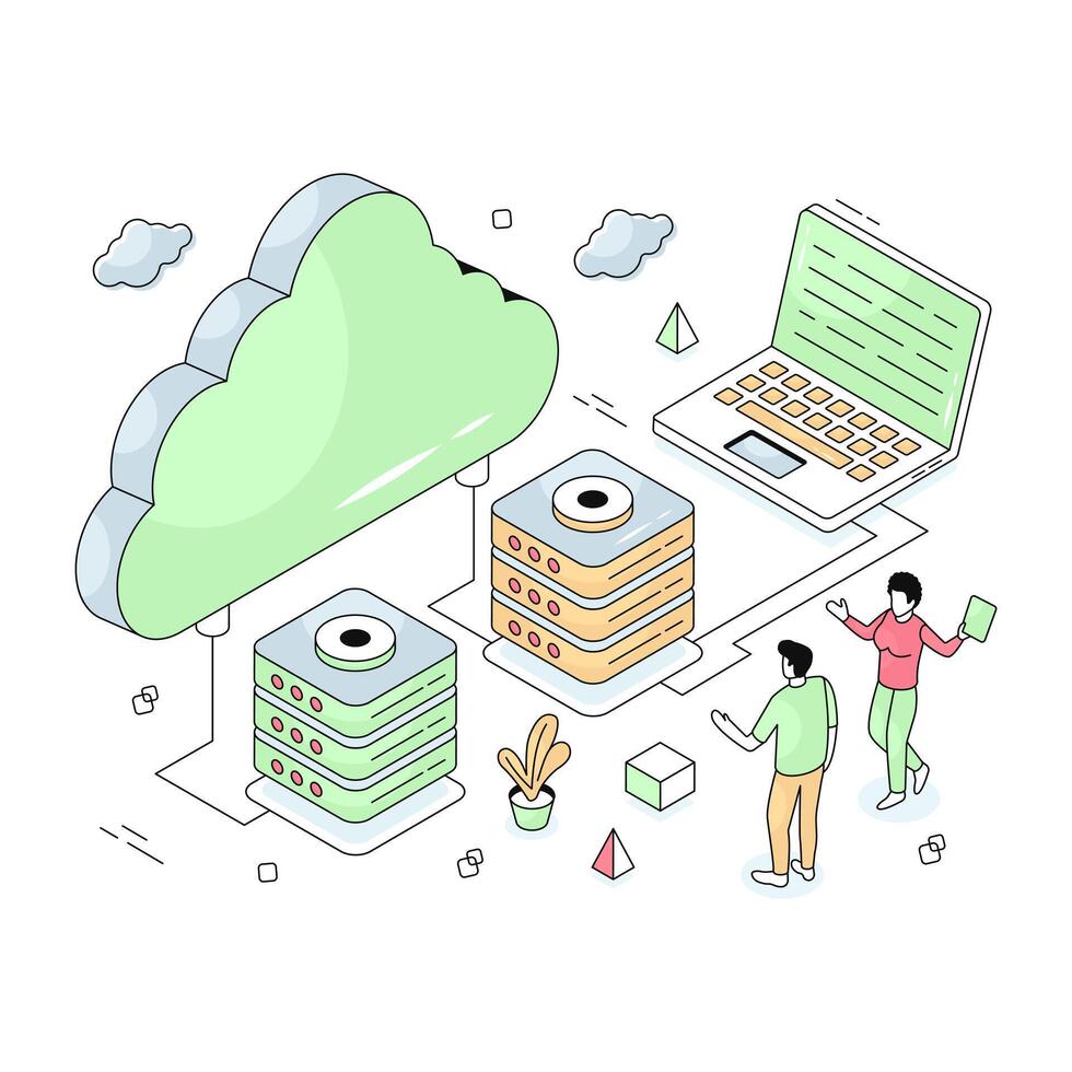 An illustration design of cloud server vector
