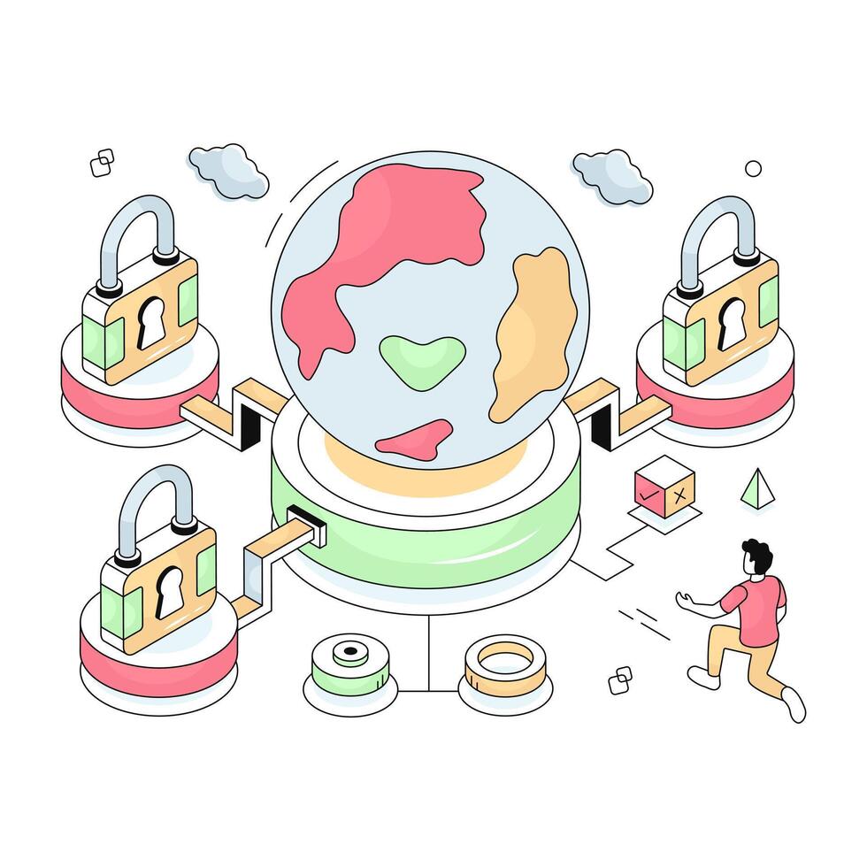 Modern design illustration of global security vector