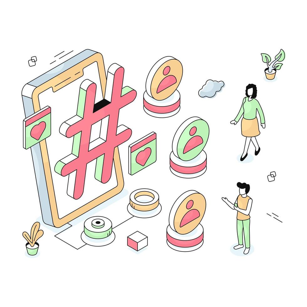 Modern design illustration of mobile hashtag vector