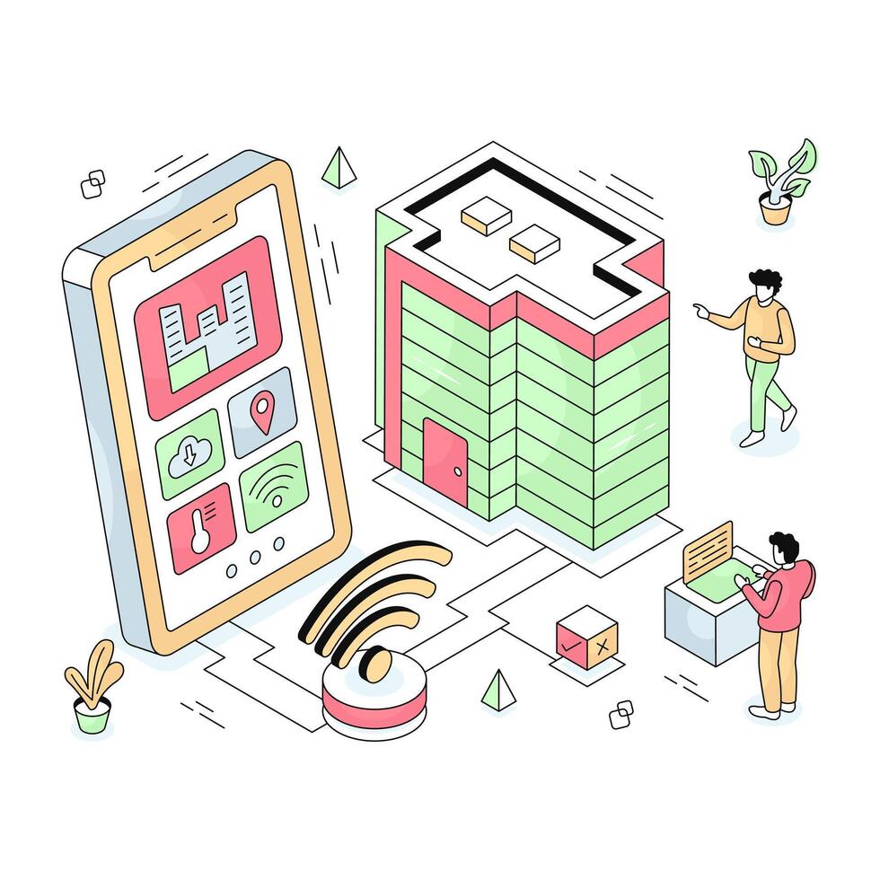 A trendy design illustration of smart building vector