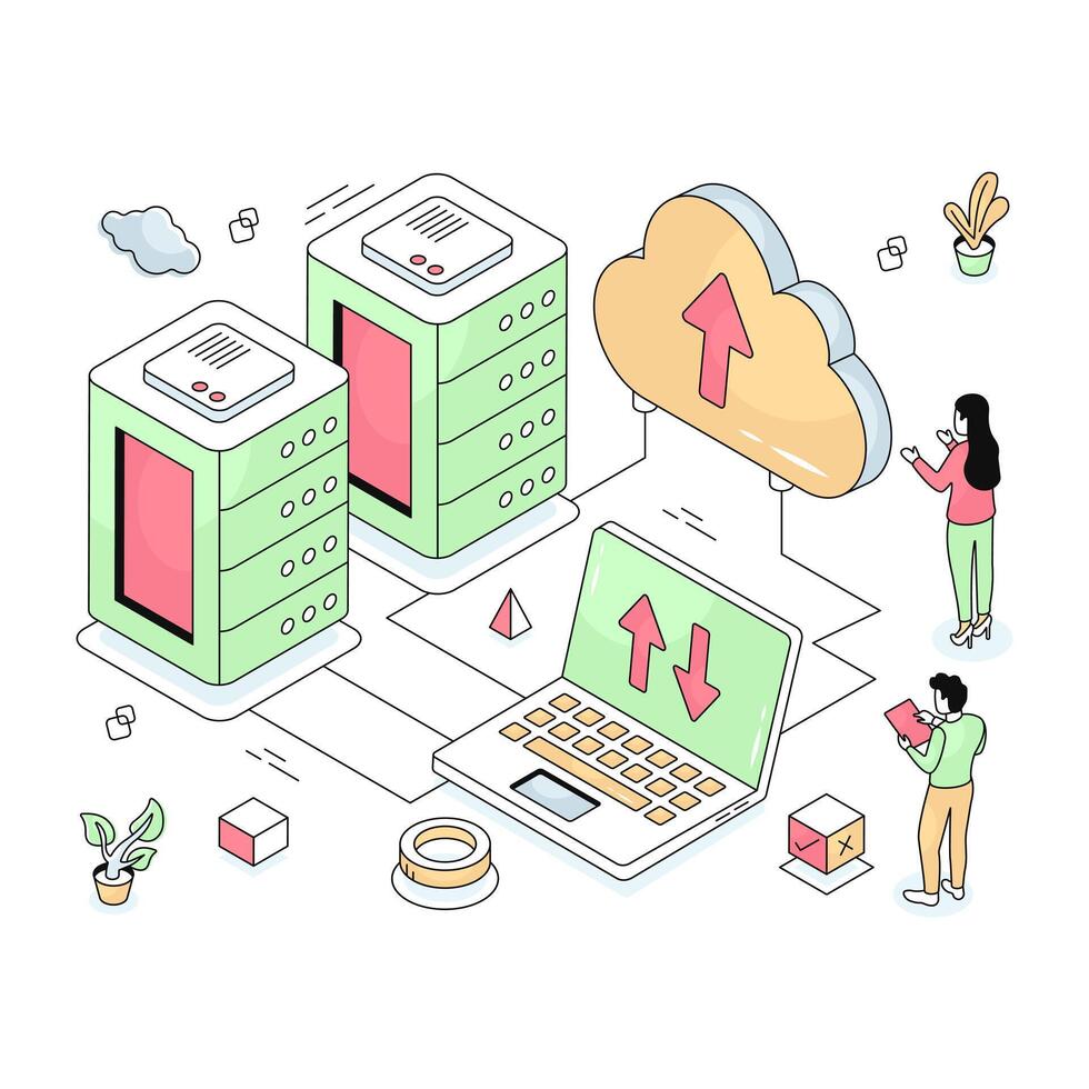 Modern design illustration of cloud upload vector