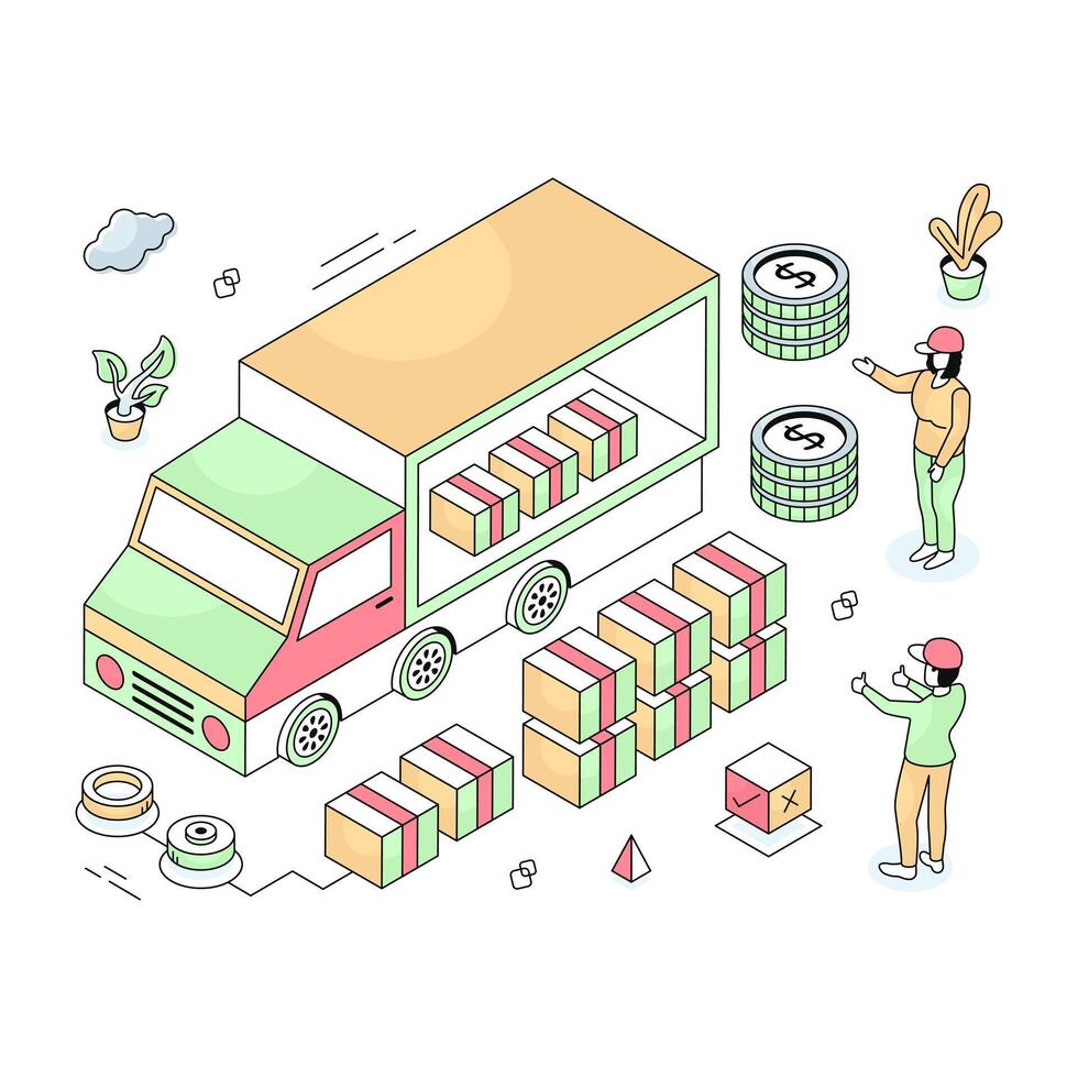 A isometric design illustration of receptionist vector