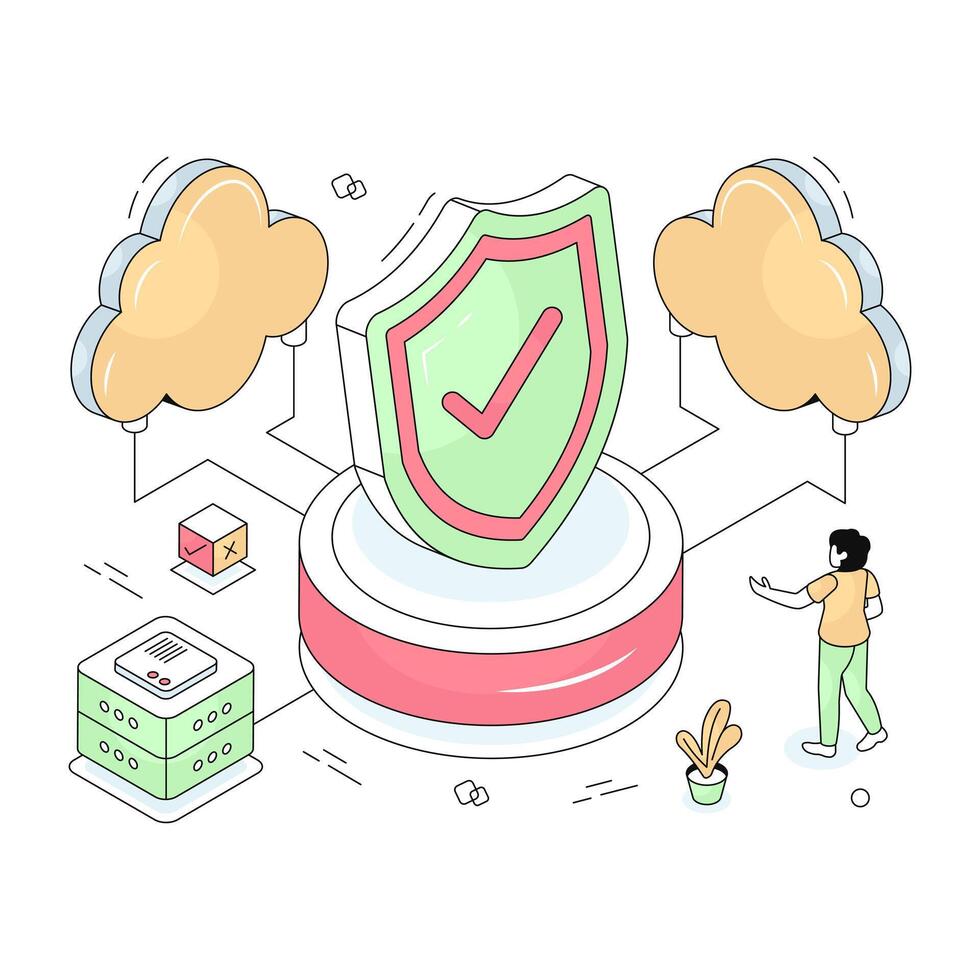 Editable design illustration of cloud security vector
