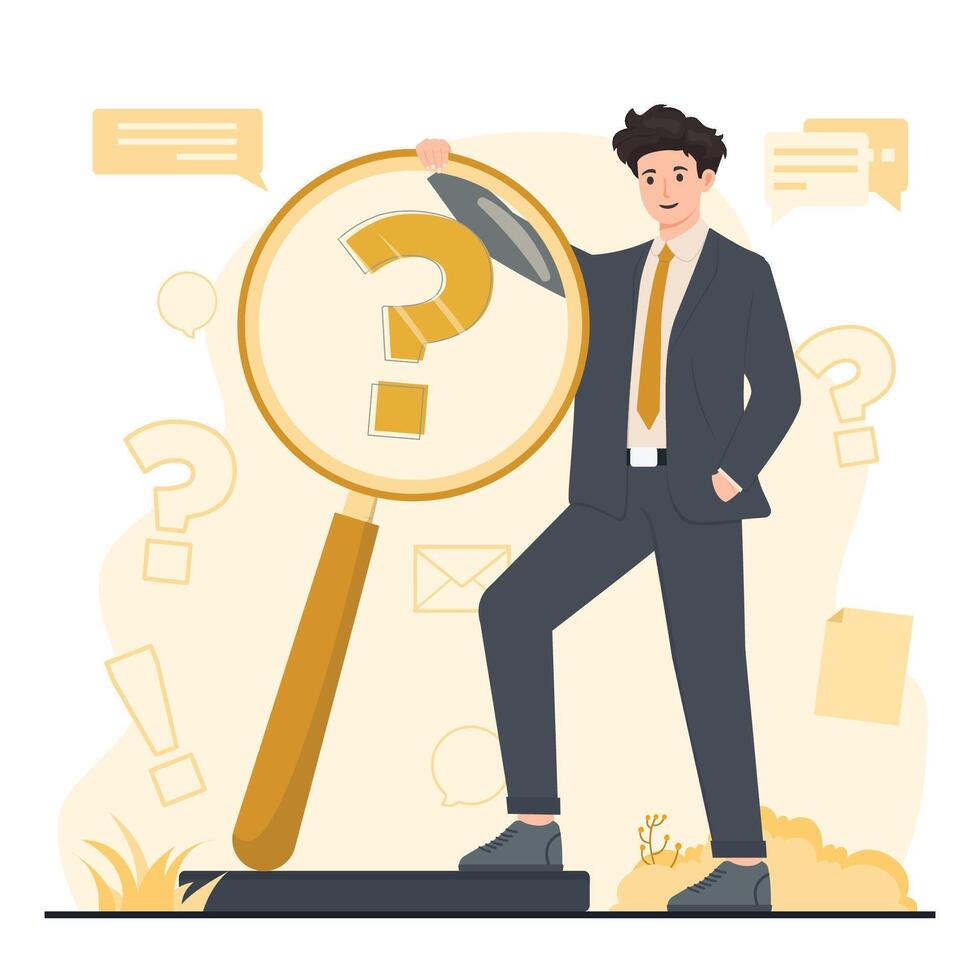 Frequently asked question FAQ section providing answers to common questions helping find answer vector