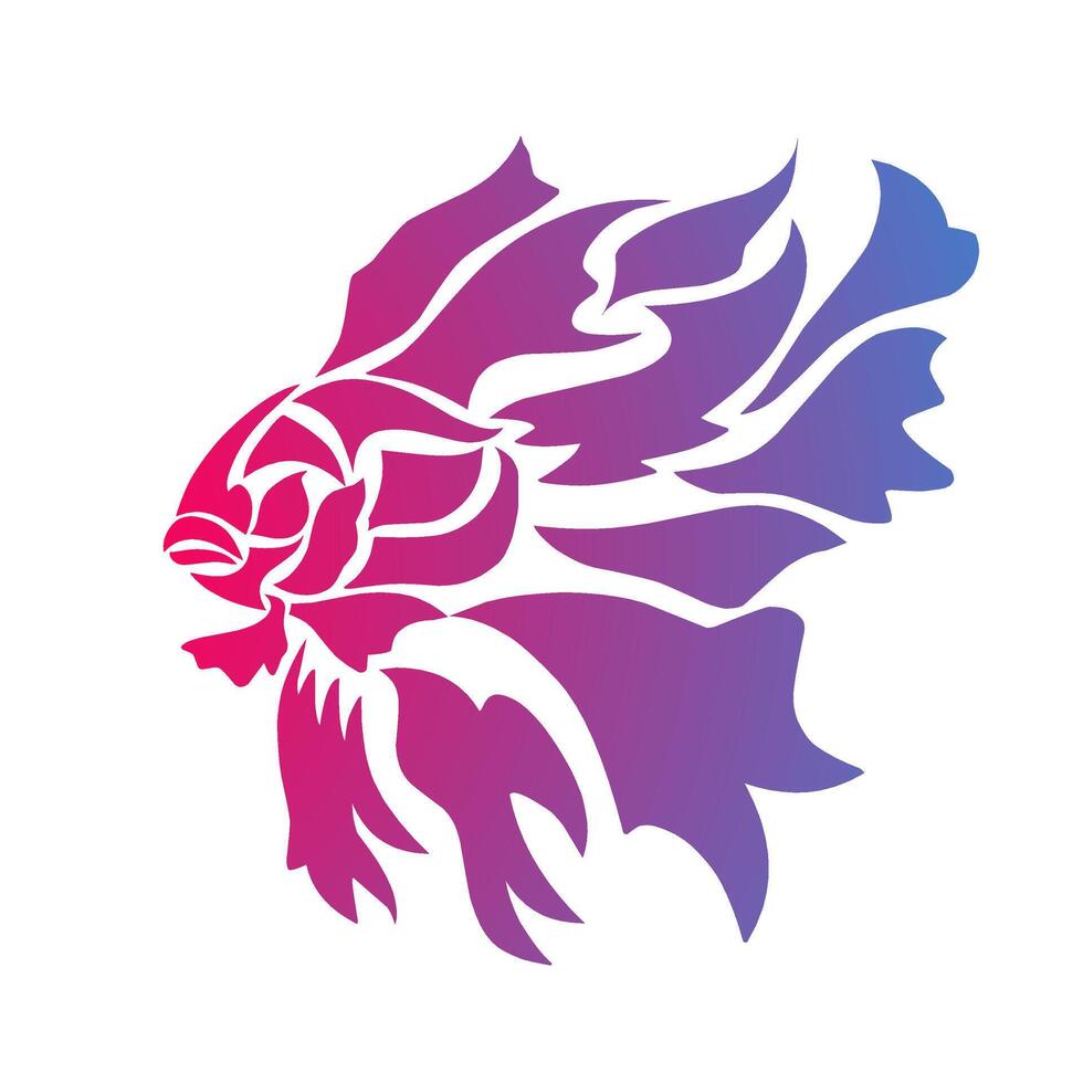 graphics of tribal art design betta fish tattoo gradient blue and purple color vector